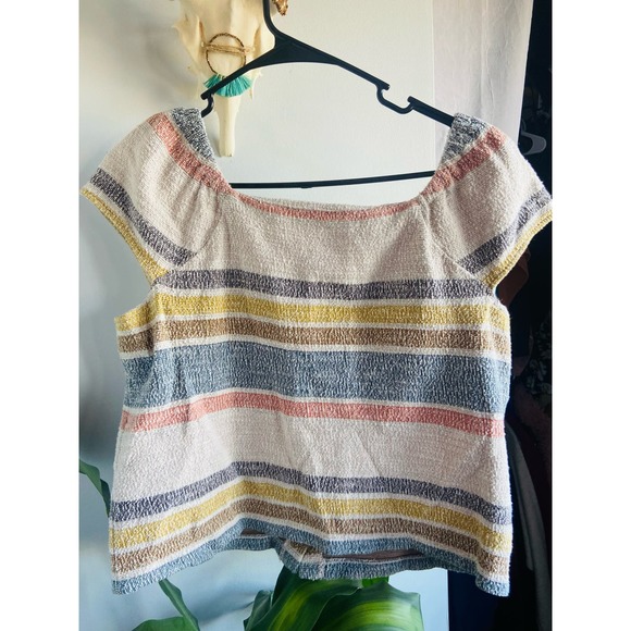 Boho Chic Texture and Thread Large Large Cortton Boxy Tank Striped - Picture 6 of 7